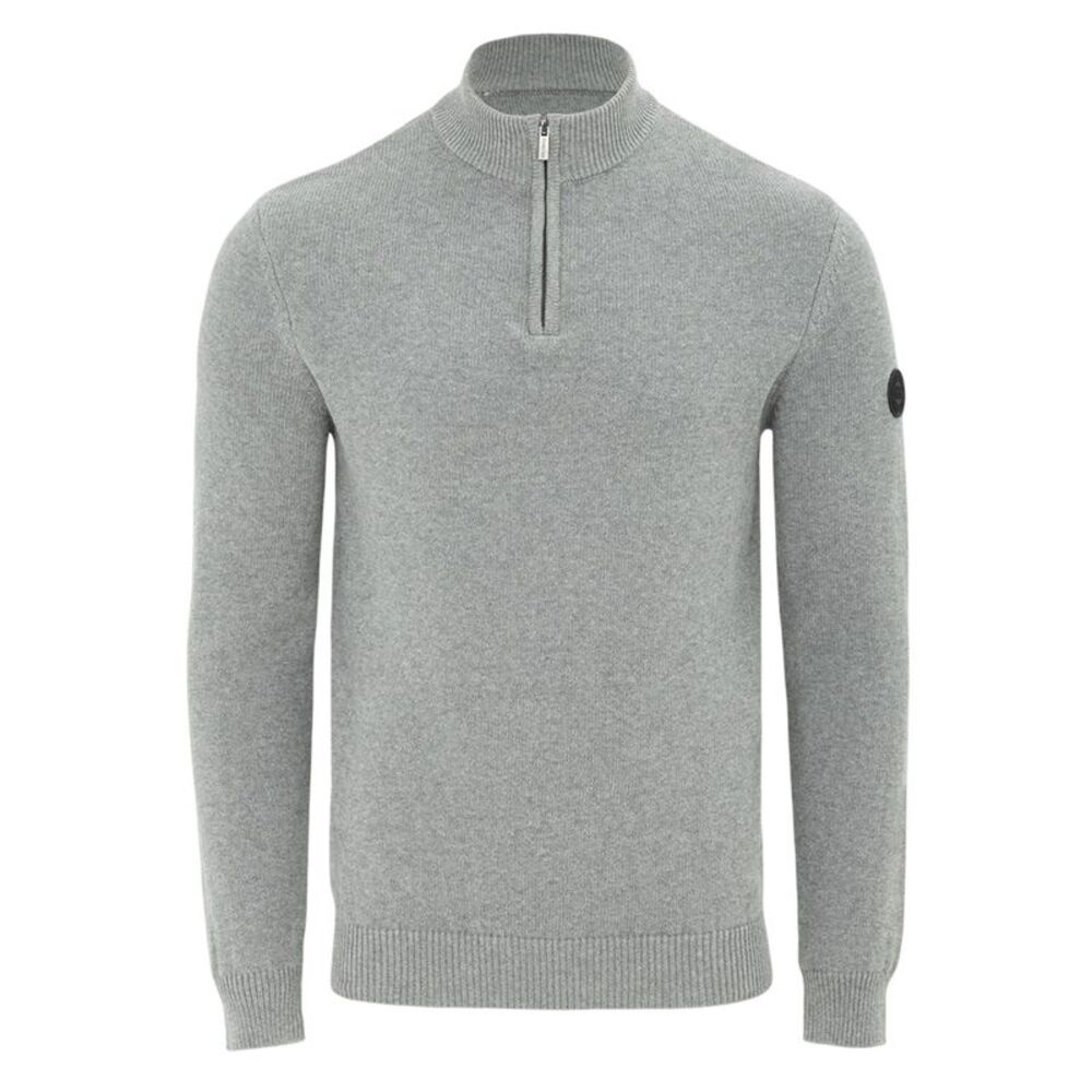 Firetrap Mens Cotton Quarter Zip Snug Fit Casual Sweater / Gray